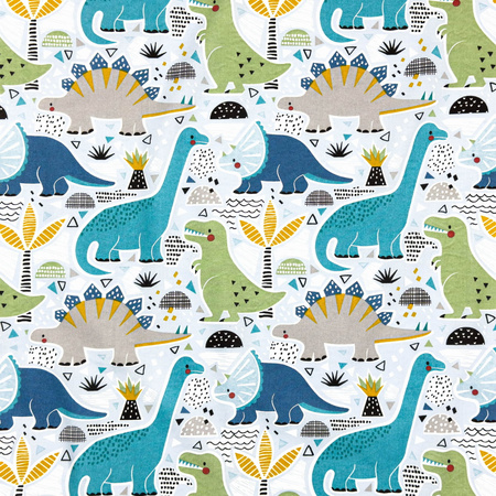 Poszewka bawełniana na poduszkę 60x70 | 411oli | niebieska | dinozaury