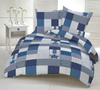 Pościel z kory 160x200 + 70x80 + 40x40 | 190cha | niebieska | Patchwork z gwiazdą